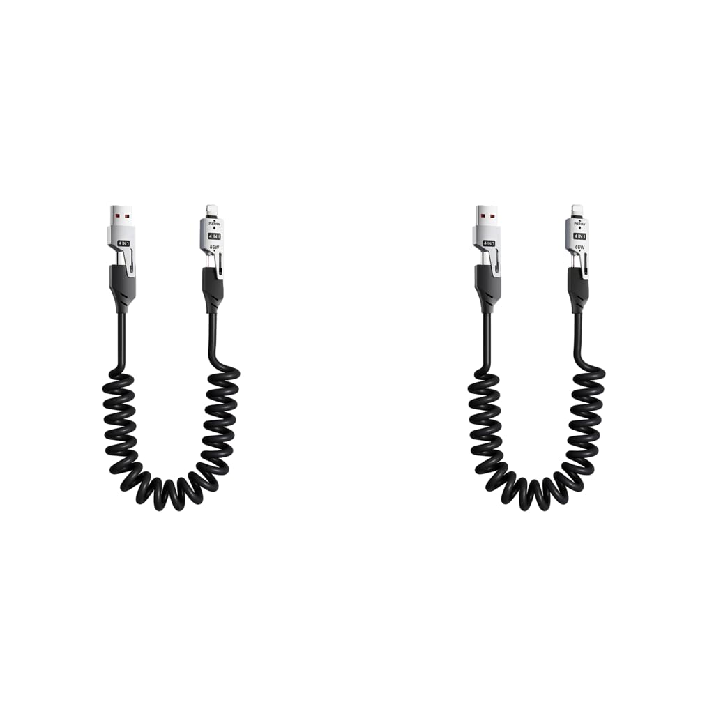 Verilux 4 in 1 Type C Cable with PD65W Fast Charging | Multi Connector USB C to Lightning 2PCS Black