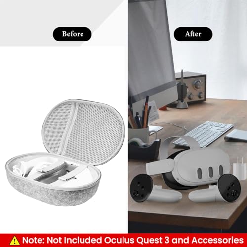 ZORBES® Protective Shell Cover and Anti-Scratch Travel Case Bag for Meta Quest 3, Lens Cover, Tempered Film, Joystick Caps, VR Accessories for Oculus Quest 3