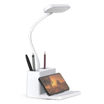 Verilux® Multifunction Table Lamp for Study LED Light 2500mAh with Dual Pen Holder Flexible Gooseneck Night Study Lamp for Students with Phone Stand and Storage Reading Lamp