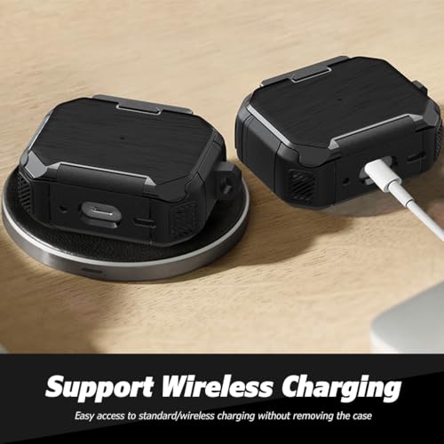 ZORBES® Protective Case for AirPods Pro 2nd Gen. Rugged Anti-Scratch TPU Charger Case Skin Cover with Anti-Open Locking Cover, Compatible with AirPods Pro 2nd Generation, with Carabiner