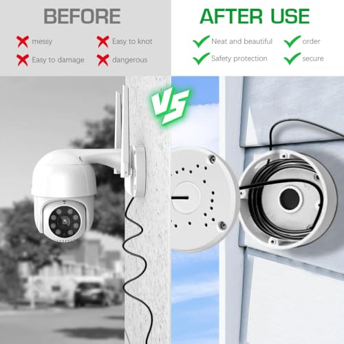 ZORBES® Waterproof Bullet Security Camera Mount Bracket with Metal Enclosure White ABS Junction Box Hides Cables for Outdoor CCTV Easy Install Fits IP POE Cams 3.94x1.89 In 2PCS
