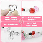 ZORBES® Aesthetic Y2K Cute Keychain Charms Keychain Accessories Beaded Acrylic Sweet Strawberry Charm for Keychain, Car Keys, Backpack, Handbag, Gift for Besties, Sisters 2 PCS