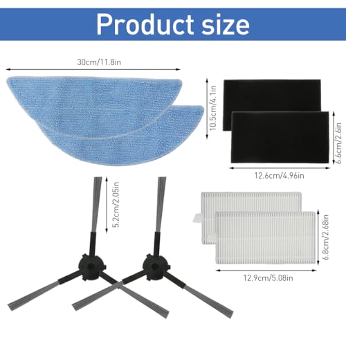 Verilux® 18PCS Replacement Accessories for Ecovacs Deebot Y1 Pro Robot Vacuum Cleaner Filtration Nets Sweeping Brushes Cleaning Tools