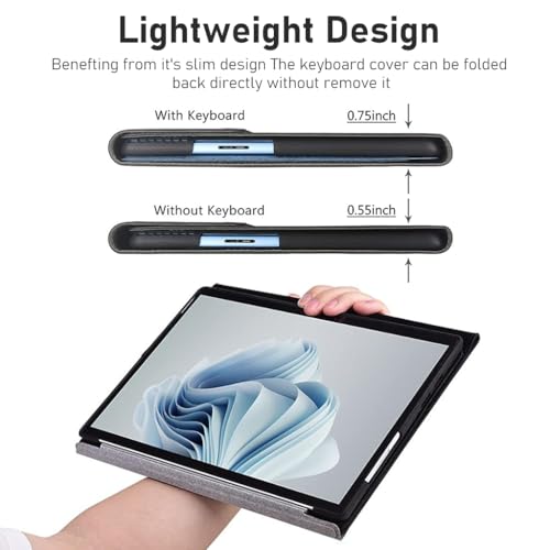 ZORBES® Laptop Case for Surface Pro 9 10 11 13 inch Anti-Scratch Protective Fashion Solid Color TPU with Pen Holder Not Include Keyboard or Stylus Black 2 PCS