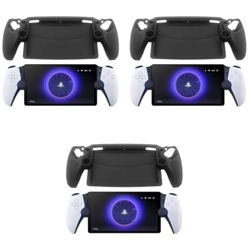 ZORBES® Silicone Cover for Sony PlayStation Portal Case Protective Skin Anti-Slip Controller Grip Design Fashion Black 3 PCS