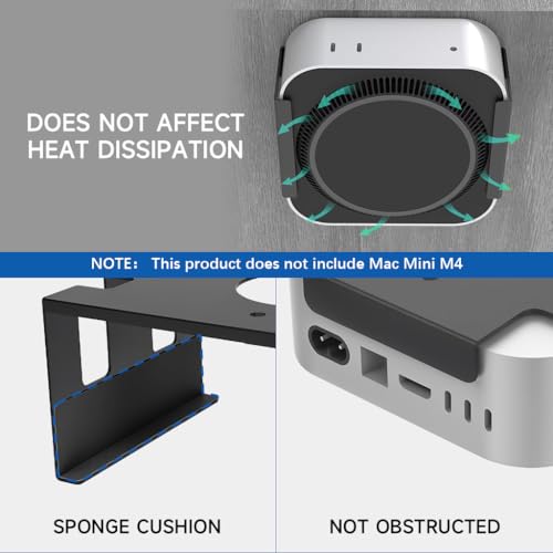 ZORBES® Mac mini M4 Mount Under Desk Holder Screw Fixed Wall Metal Bracket Rack 2024 Organizer for Accessories 2 PCS