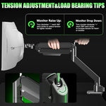 Verilux® Aluminum Alloy Monitor Mount Adjustable Monitor Stand with Flexible Arm Ergonomic Screen Holder Desk Clamp for 32 to 49 Inch Displays Supports Up to 20kg