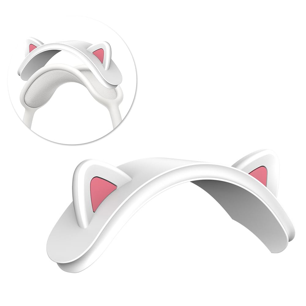 ZORBES® Headband Cover for AirPods Max Cute Cat Ear AirPods Max Headband Attachment Decoration Lightweight Silicone Cat Ear Style Headband Protector for Apple AirPods Max, White