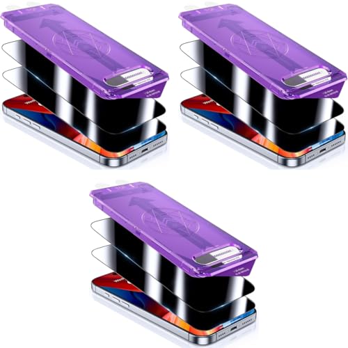 ZORBES® 6PCS HD Privacy Screen Protector for iPhone 16 Pro Max 6.9 inch Tempered Glass with Installation Assistant Anti-Glare