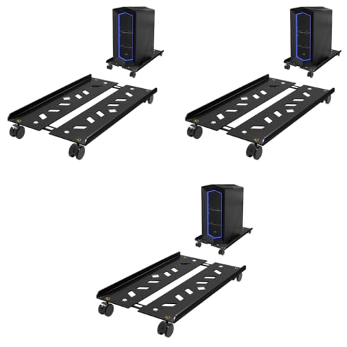 ZORBES® Adjustable Mobile CPU Stand with 4 Rolling Caster Wheels Ventilated Computer Tower Retractable Desktop PC Holder Under Desk Floor Cart Riser 3 PCS