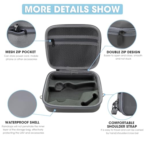 ZORBES® Storage Nylon Bag Osmo Mobile 6 Hard Shell Portable Carrying Case with Shoulder Belt Accessories Travel Grey 2PCS