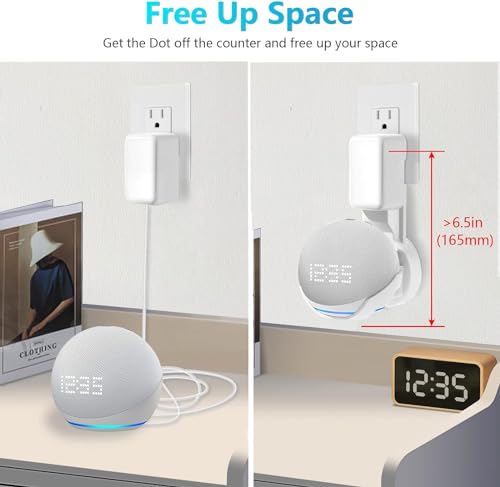 ZORBES® Wall Adapter Holder for Echo Dot 4th Gen 5th Gen Smart Speaker Accessories Built-in Plug Cable Management with Stand Holder Only 2PCS