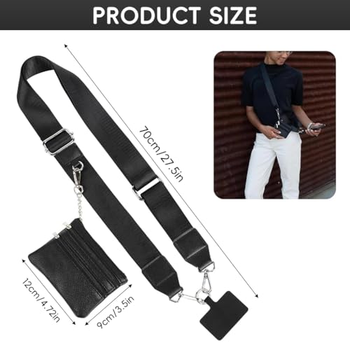 ZORBES® Fashion Phone Strap with Small PU Cash Bag Removable Shoulder Strap Insert Sheet Anti-lost Universal Adjustable Polyester for Travel Daily 3 PCS