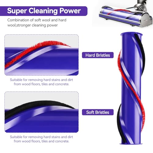 Verilux® Replenishment Kit, Soft Roller Brush Replacement Parts for Dyson V8, Replacement Accessories Kit Fluffy Head Anti-Static Soft Roller Cleaner Brush Head for Cleaning Hard Floors