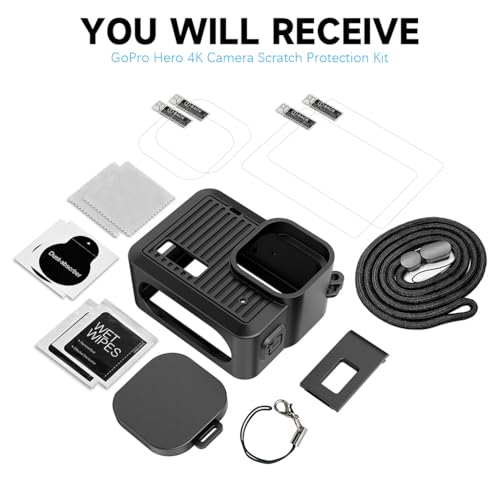 ZORBES® for GoPro Hero 4K Silicone Case Cover Camera Shield HD Tempered Glass Lens Screen Protector Anti-Scratch Accessories Kit 2PCS