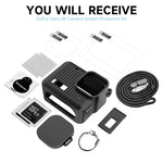 ZORBES® for GoPro Hero 4K Silicone Case Cover Camera Shield HD Tempered Glass Lens Screen Protector Anti-Scratch Accessories Kit 2PCS