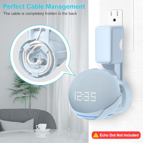 ZORBES® Wall Mount for Alexa Echo Dot, Outlet Hanger Stand for 5th & 4th Gen Holder with Cable Management, Wall Mount Accessories Holder Only 3 PCS
