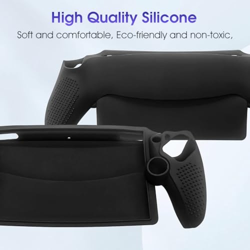 ZORBES® Silicone Cover for Sony PlayStation Portal Case Protective Silicone Skin Cover Anti-slip Controller Grip Design Fashion Black Silicone Cover Case for Sony PlayStation Portal