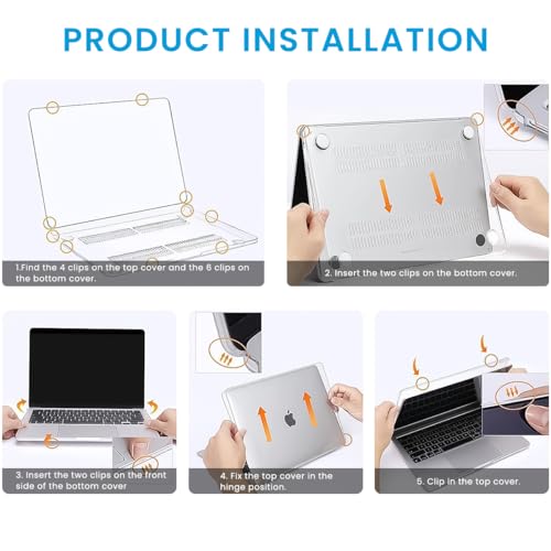 ZORBES® Laptop Cover 13.3 Inch for MacBook Air M1 A2337 A2179 A1932 Case Compatible with Apple 2020 2019 2018 Release Waterproof Clear Plastic Hard Shell Protector 3 PCS