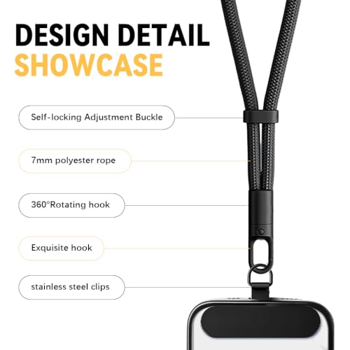 ZORBES® 2 Pack Phone Lanyards for Phone Case, Fashion Nylon Woven Phone Case Wristlets with 2 Self-Adhesive Inserts Phone Sling, Adjustable Sliding Cord Lock, 360 °Swivel Anti-Lost Phone Wristlets
