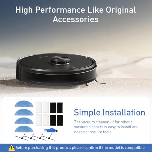 Verilux® 13Pcs Replacement Parts for Ecovacs Deebot Y1 Pro Robot Vacuum Cleaner, Replenishment Kit Replacement Accessories with 4 Mops, 4 Side Brushes, 4 Filters & 1 Cleaning Brush