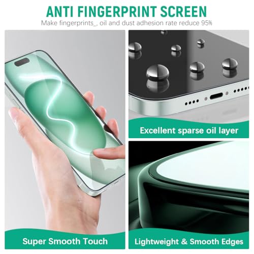 Zeitel® Screen Protector for iPhone 16 Tempered Glass Easiest 2-Step Installation Auto-Alignment HD Screen Protector Kit with 2 Pieces Screen Protectors and Accessories