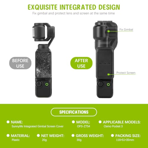 ZORBES® Protective Cover for DJI OSMO Pocket 3, Anti-Scratch Lens Cover Snap-On One Piece Protective Hood Cover for DJI OSMO Pocket 3