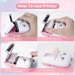 Zeitel® Mini Bluetooth Thermal Portable Label Inkfree for Android and iOS System Black on White with 10 Roll Print Paper Stickers Pink 2 PCS