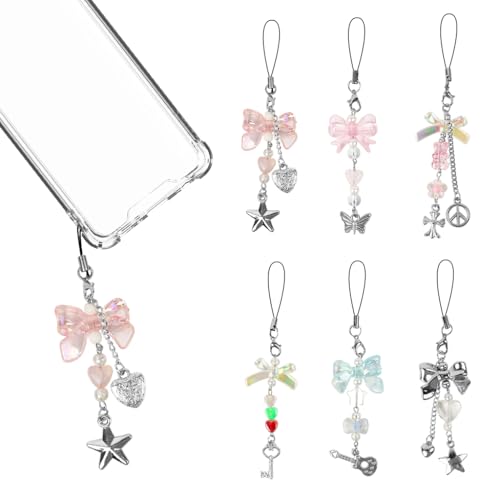 ZORBES® 6Pcs Cute Phone Charms for Girls, Sweetly Stylish Phone Chain Accessories Mobile Charms for Women Phone Accessories for Girls, Fashion Cute