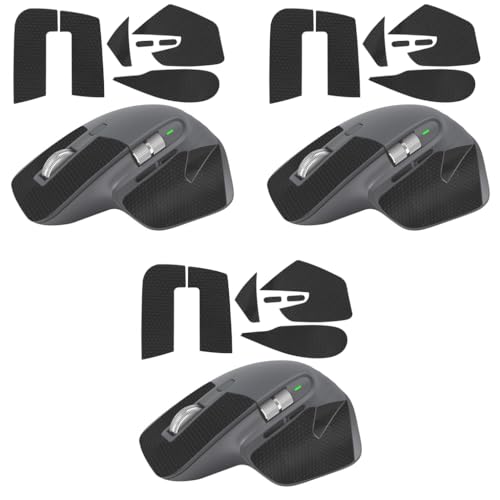 Verilux® Mouse Grip Tape for MX Master 3, Anti Slip Non Fading Gaming Skin, Sweat Resistant Self Adhesive Paper Stickers, Pre-Cutted Sweat-Proof Cool Mice Upgrade Kit 3PCS