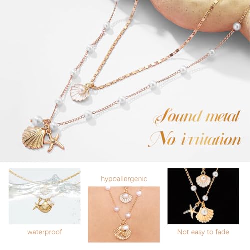 Verilux® Necklaces Layered Pearl Starfish Necklace Chains
