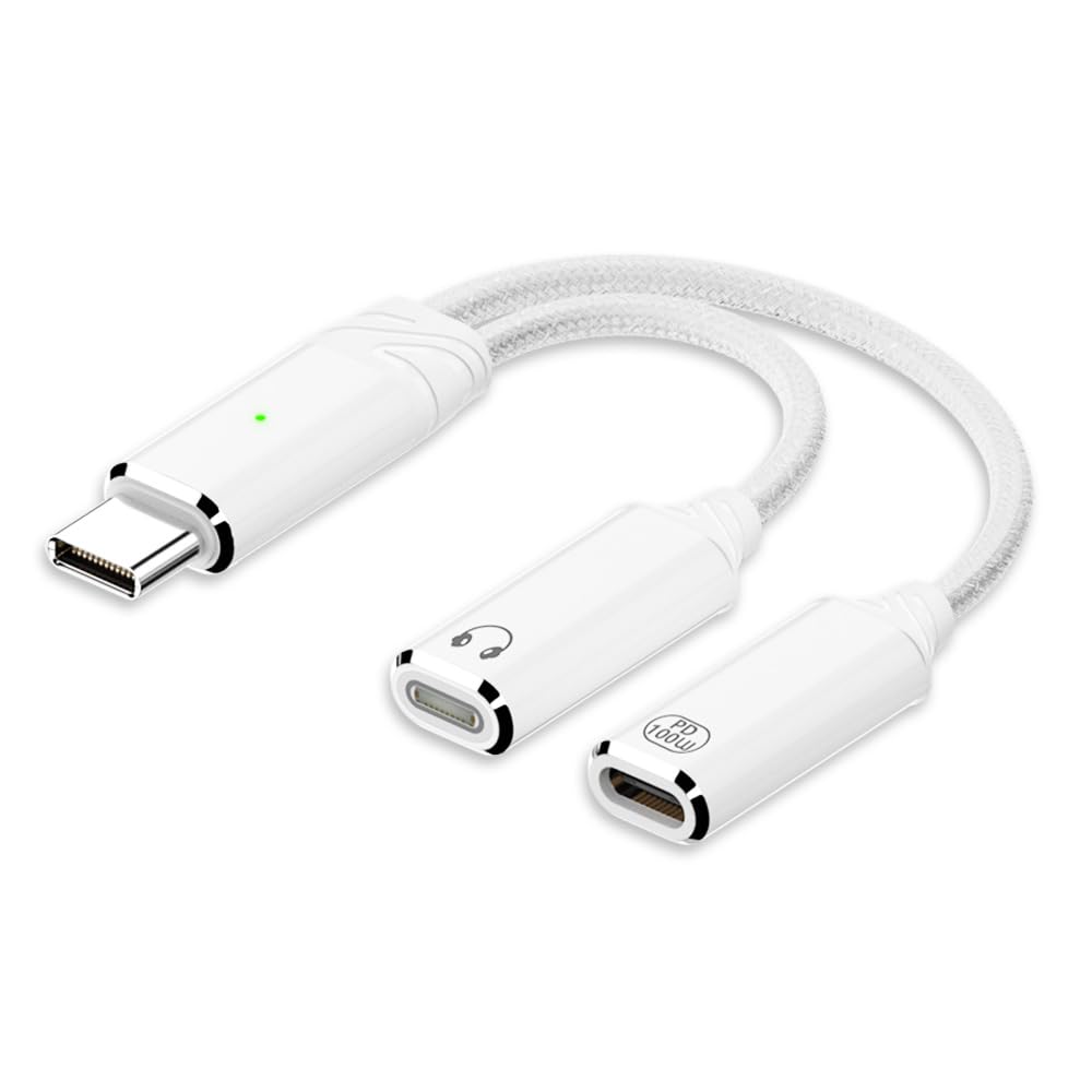 ZORBES® AuviPal 2-in-1 USB C to Audio Adapter with 100W Charging Port,