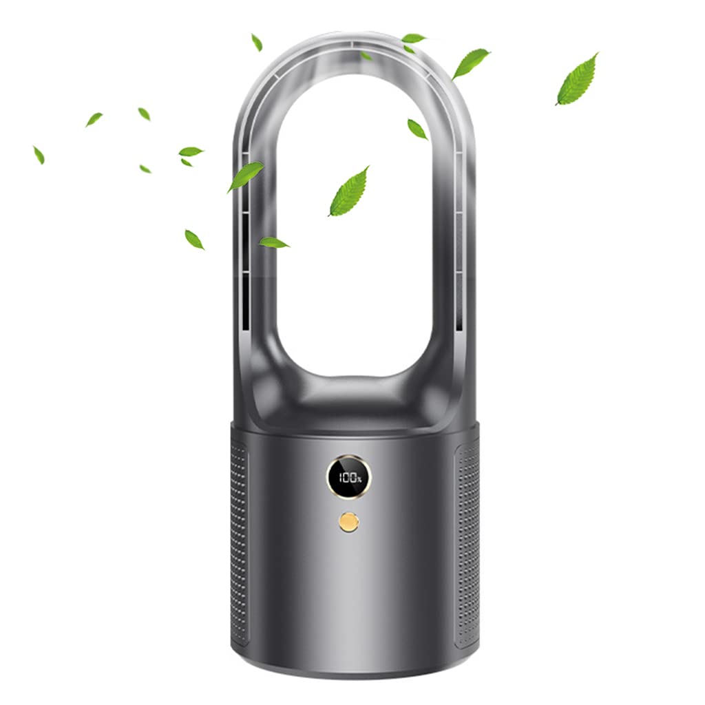 ZORBES® Desk Fan, 6 Speed modes Rechargeable Bladeless Fan with LED Power Display, Stylish 13 Inch Table Fan, USB Portable Fans for Home Office Bedroom, Black