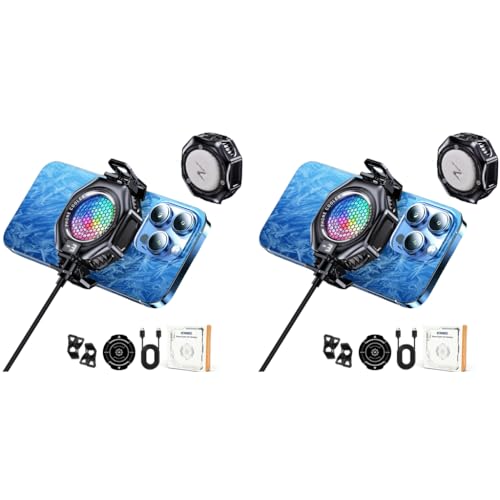 ZORBES® Phone Cooler Gaming Fan Magnetic Mobile Cooler with 3 Level Modes RGB LED Cooling Fan with Clips Radiator Case for iPhone Android Smartphone 2PCS