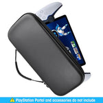 ZORBES® Polyurethane Carrying Case for PlayStation Portal Handheld Gaming Console Portable Hard Shell Storage Bag Travel Accessories Black 3 PCS
