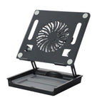 ZORBES® Carbon Steel Laptop Riser with USB Magnetic Removable Fan, Folding Laptop Tablet Holder Multifunctional Heatsink Holder Support with Storage Tray Base, for Tablet, E-Reader