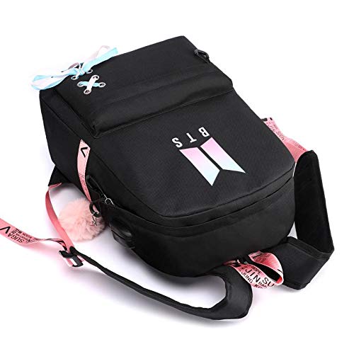 SANNIDHI® BTS Teens 20 Ltrs School Backpack for Women College Girls USB Charging and HeadsetPort Laptop Backpack Student Daypack(Multi-Colour)