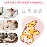 ZORBES® Kawaii Cartoon Puppy Mouse Pad with Wrist Rest Ergonomic Gel Smooth Lycra Cover Anti-Slip Base Office Gaming Anime Theme Spandex Silicone Material Color MH074 2PCS
