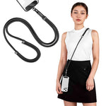 ZORBES® Phone Neck Lanyard, Fashion Nylon Woven Neck Phone Strap with Metal Insert Plates, Adjustable Sliding Cord Lock Design, Detachable Hands-Free Crossbody 60 °Swivel Phone Sling Strap, Black