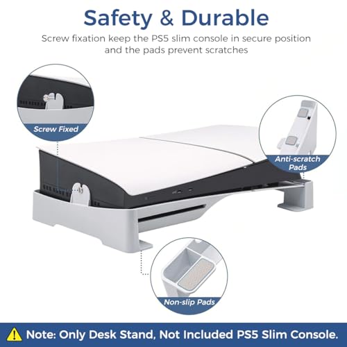 ZORBES® Horizontal Stand for PS5 Slim Console Only, PS5 Slim Base Stand with 4 USB Ports for Playstation 5 Slim DE/UHD Console - verilux
