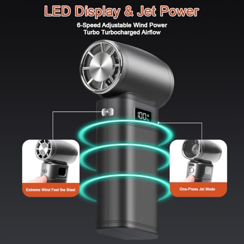 ZORBES® Air Blower 130000RPM Jet Power Turbo with 6000mAh Battery Emergency Light LED Display Multi-Use Fan for Travel Camping Hiking Summer Outdoor 3PCS