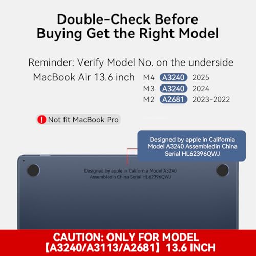 ZORBES® Compatible with MacBook Air 13, 13.6-inch Display, Matte Clear Blue PC Laptop Case, Protective Anti-Scratch Snap-on Laptop Shell Cover, Universal fit for A2681/A3113/A3240