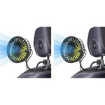 Verilux® USB Fan for Car Back Seat Headrest Mounted 5V Mini with 3 Speed Flexible Arm Switch Controller Baby Passengers Plug and Play 2PCS