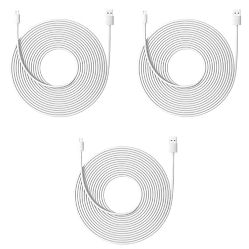Verilux® 16.4Ft Micro USB Extension Cable A to Charging for Security Camera Compatible with Wyze Cam Pan Xiaomi Home EZVIZ Enabled Devices 3 PCS