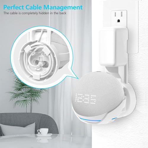 ZORBES® Wall Adapter Holder for Echo Dot 4th Gen 5th Gen Smart Speaker Accessories Built-in Plug Cable Management with Stand Holder Only 2PCS