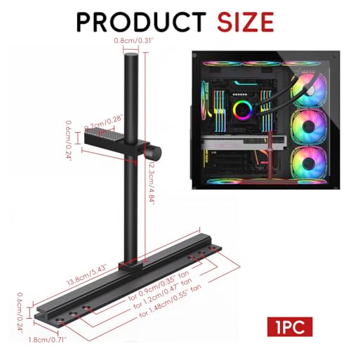 ZORBES® GPU Support Bracket, Adjustable Graphics Card Holder with Base, Vertical Pole, and Level, Anti-Sag Aluminum Alloy Mount with Screws for Heavy GPUs