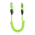 Verilux 4 in1 Type C Cable for Fast Charging with PD65W Output and Spring Coiled Design | Green