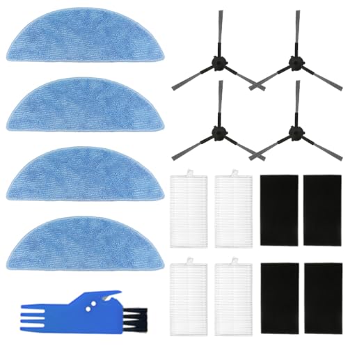Verilux® 13Pcs Replacement Parts for Ecovacs Deebot Y1 Pro Robot Vacuum Cleaner, Replenishment Kit Replacement Accessories with 4 Mops, 4 Side Brushes, 4 Filters & 1 Cleaning Brush