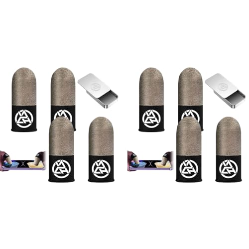 ZORBES® 8PCS Gaming Finger Sleeves High Sensitivity Silver Fiber for Mobile Game Pubg Cod Freefire Fortnite