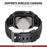 ZORBES® Compatible with Apple Watch 45mm/44mm Watch Band with Case Bumper Band Adjustable Waterproof TPU Watch Strap for Apple Watch SE/4/5/6/7, for Men and Women, Black